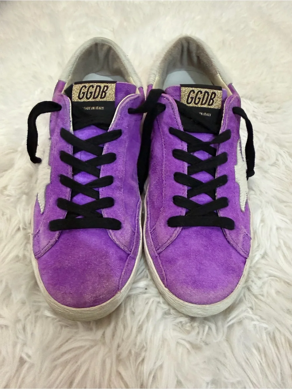 Golden Goose Purple Suede Star Sneakers with Black Laces Size 36 US 6
